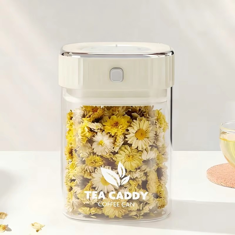 kitchen Vacuum Seal Container Moisture-proof food Organizer Glass Airtight Coffee Bean Canisters Sealing Storage Jar