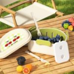 Portable breakfast storage Bento Box Food grade Double Layer fruit Draining Organizer Outdoor  fruit storage container