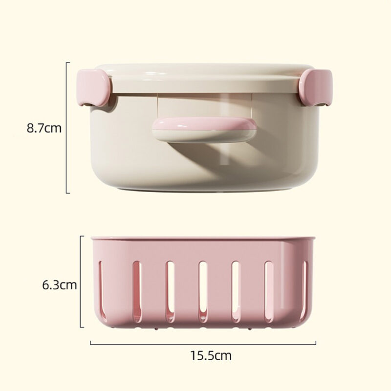 Portable breakfast storage Bento Box Food grade Double Layer fruit Draining Organizer Outdoor  fruit storage container