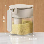 Kitchen Flavoring Jar with Spoon Moisture-proof sealing jar for Kitchen Food Storage  400ml Square Seasoning Jar Bottle Set