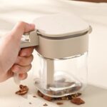 Kitchen Flavoring Jar with Spoon Moisture-proof sealing jar for Kitchen Food Storage  400ml Square Seasoning Jar Bottle Set