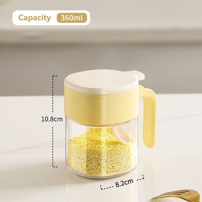 Kitchen Sealing Storage Box for Dry Spices & Salt Food Container Glass Seasoning Bottles with spoon Food Grade sealed Salt Jar