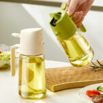 Kitchen Glass Vinegar Olive Oil Sprayer Jar 420ml Vinegar Oil Sprayer Pourer 2 in 1 Olive Oil Dispenser Bottle