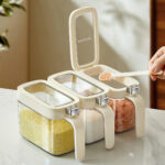 kitchen Transparent Seasoning Jars for cooking Glass salt container bottle 600ml Food Herb Storage Containers Moisture-Proof Pepper Salt Storage jar