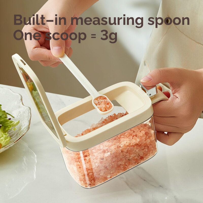 kitchen Transparent Seasoning Jars for cooking Glass salt container bottle 600ml Food Herb Storage Containers Moisture-Proof Pepper Salt Storage jar