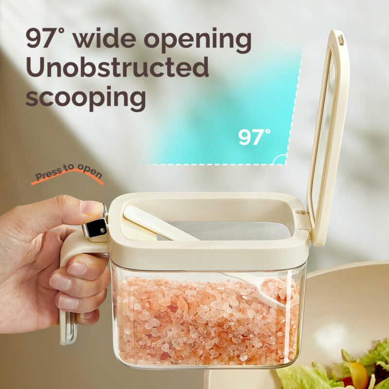 kitchen Transparent Seasoning Jars for cooking Glass salt container bottle 600ml Food Herb Storage Containers Moisture-Proof Pepper Salt Storage jar